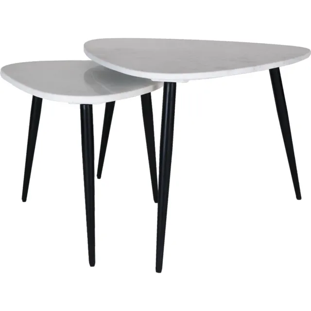 Home67 Salontafel Milou - Marmer - Set van 2 Groot - Organisch Wit