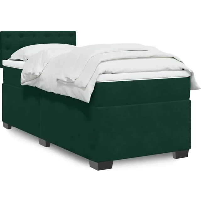 vidaXL Boxspring met matras fluweel donkergroen 80x200 cm groen