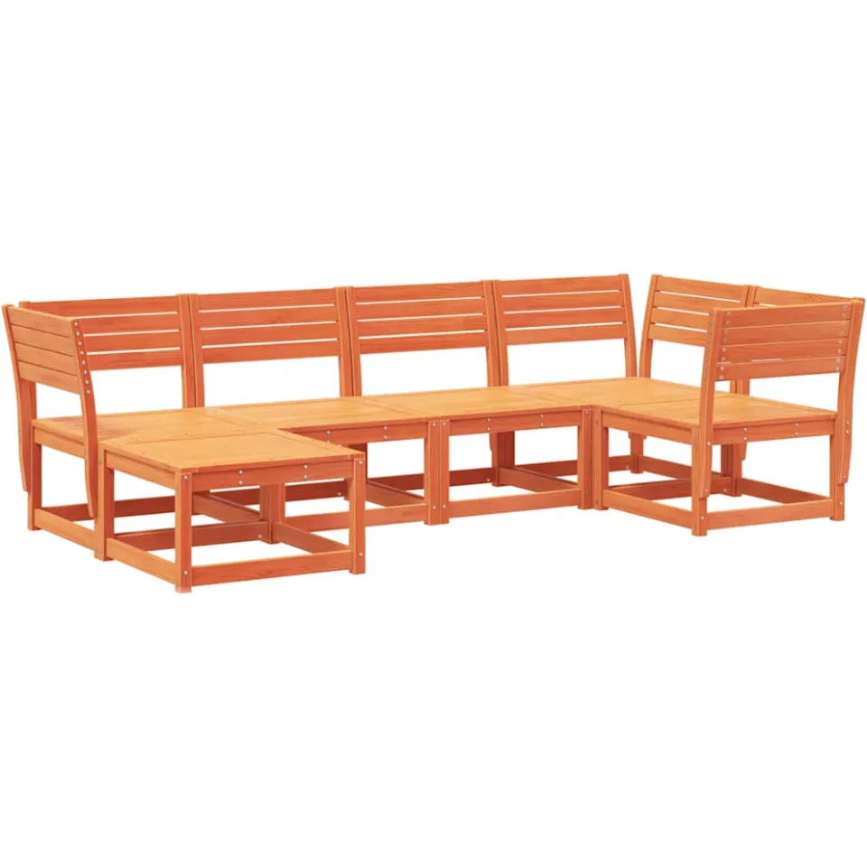vidaXL 6-delige Loungeset massief grenenhout wasbruin bruin, foto 3