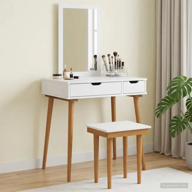 vidaXL Toilettafel Set FAUSKE 3 st Wit 76 x 50 x 143 cm, foto 2