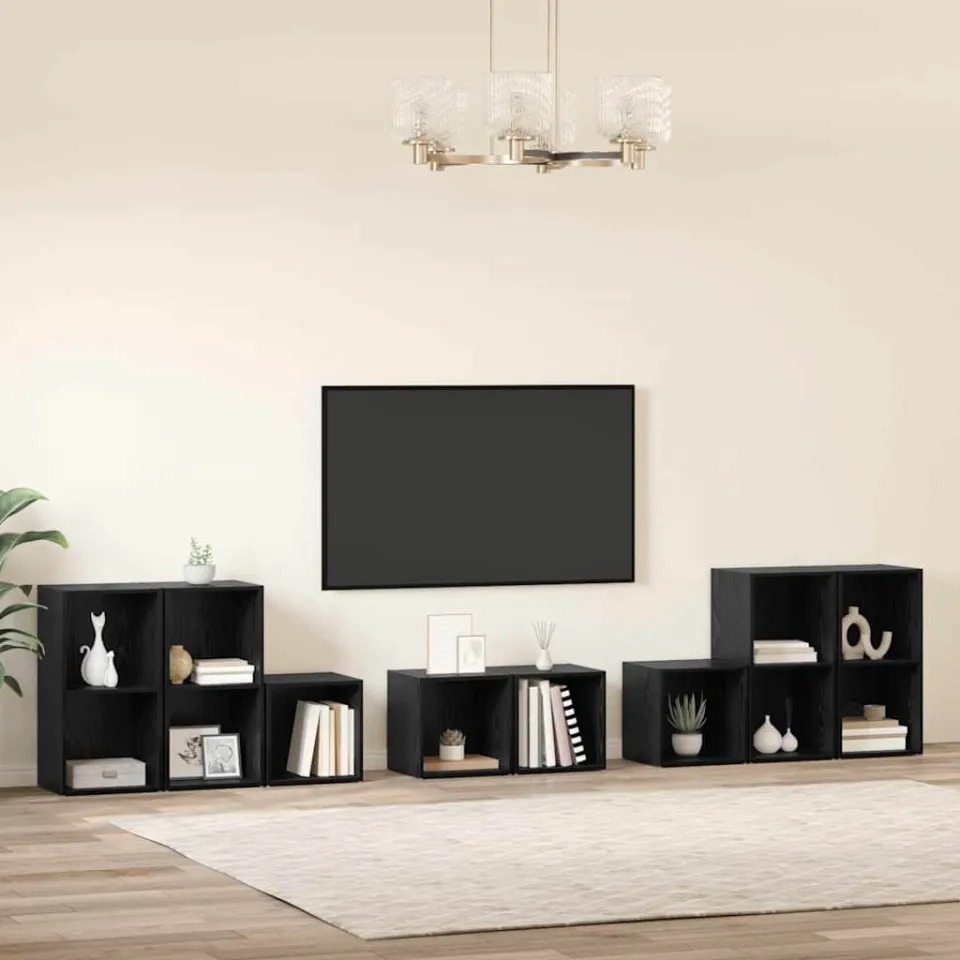 vidaXL TV-kast set 8 st 37 x 35 x 72 cm Zwart Eiken, foto 4