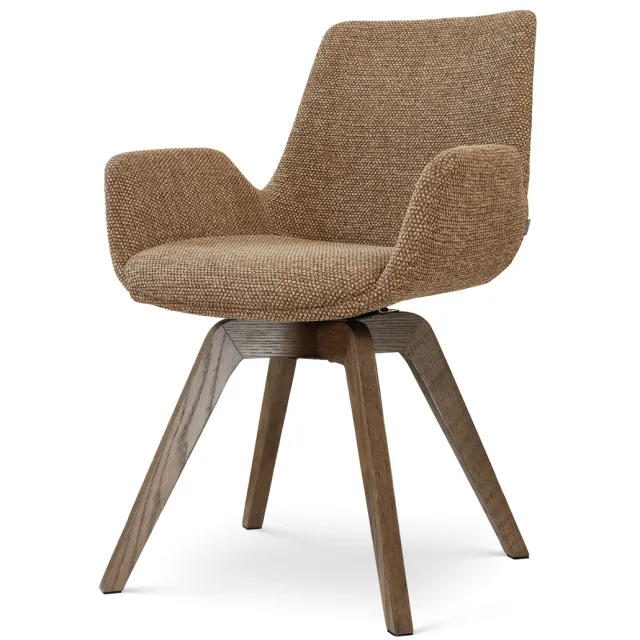 Nolon Noor-Eef draaibare eetkamerstoel bruin blend - walnoot houten onderstel