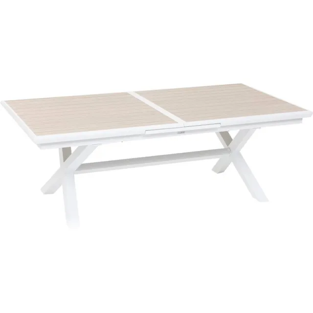 Hespéride Uitschuifbare tuintafel voor 10 personen van aluminium met houtlook AXIOME Beige lin