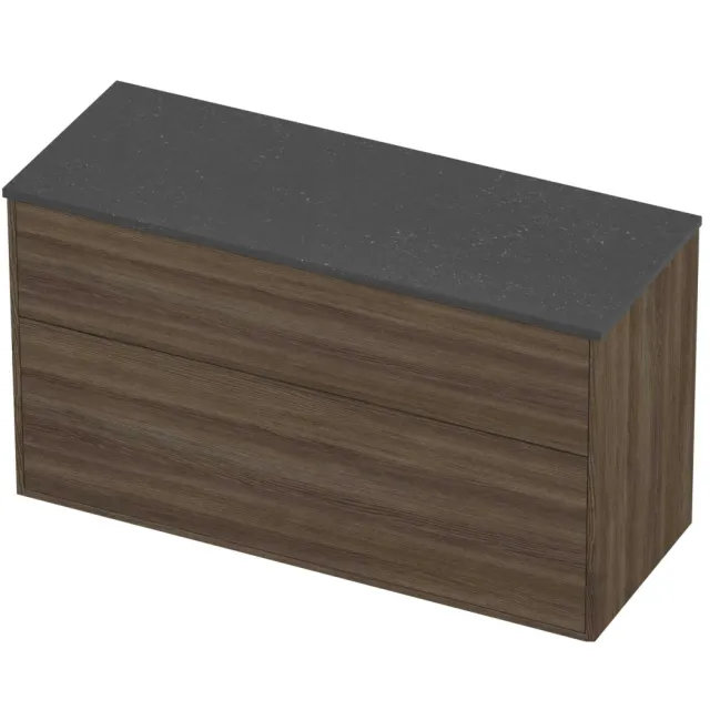 Proline Deck Badmeubelset Hardsteen Voor Grepen 2 Laden 120x46x67 cm Blue Stone Vital Oak Eiken