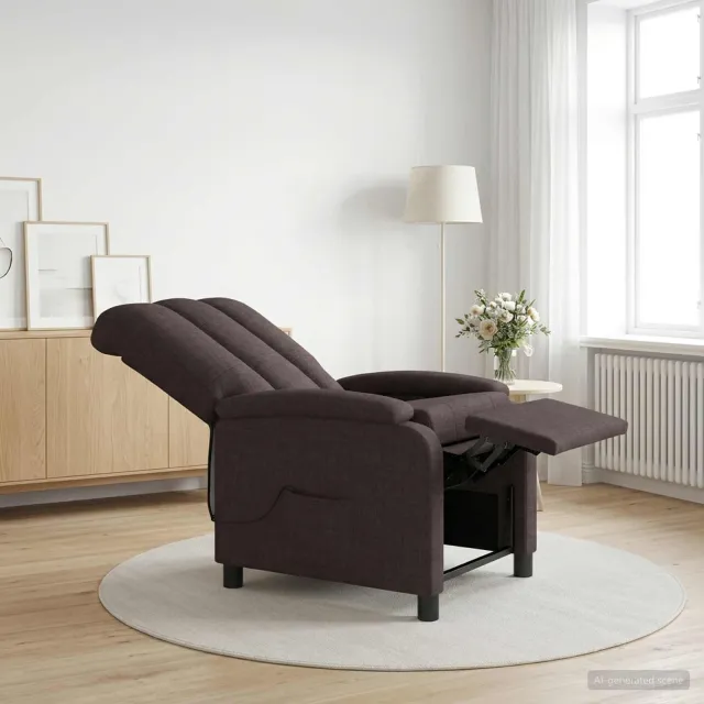 vidaXL Massage Recliner Donkerbruin Stof
