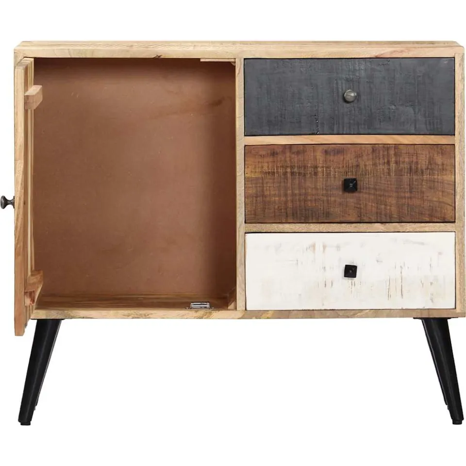 vidaXL Dressoir 88x30x73 cm massief mangohout bruin, foto 3