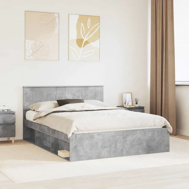 vidaXL Bedframe Concerte Grijs 150 x 200 cm Massief grenenhout