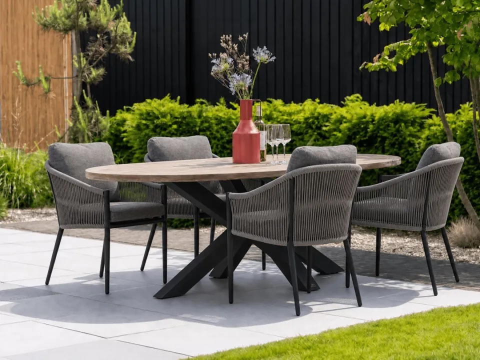 Bellagio tuinmeubelen Bellagio Mineo/ROUGH-Y Ellips 200cm dining tuinset 5-delig, foto 4