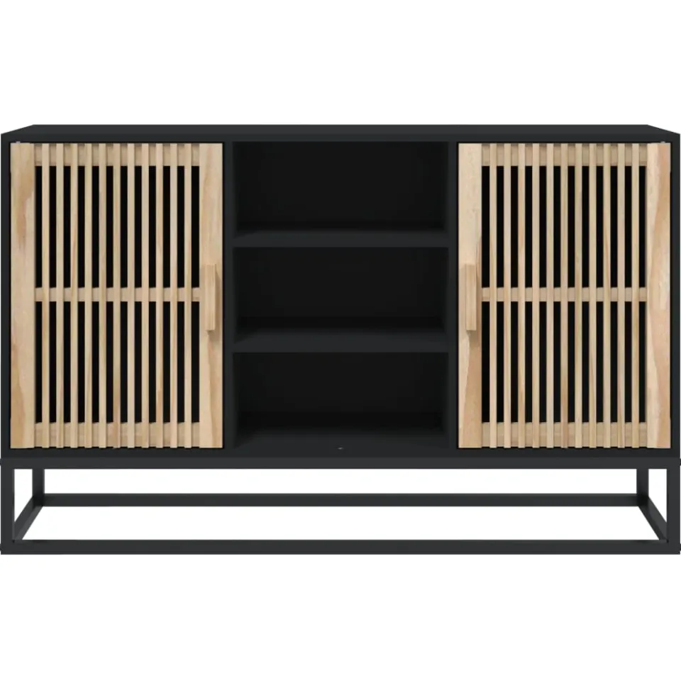 vidaXL Dressoir 105x30x65 cm bewerkt hout zwart, foto 4