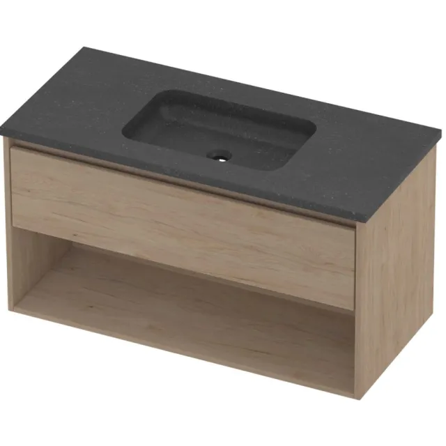 Proline Rollo Badmeubelset Hardsteen Elegant Midden 100x46x54 cm Blue Stone Ideal Oak Eiken