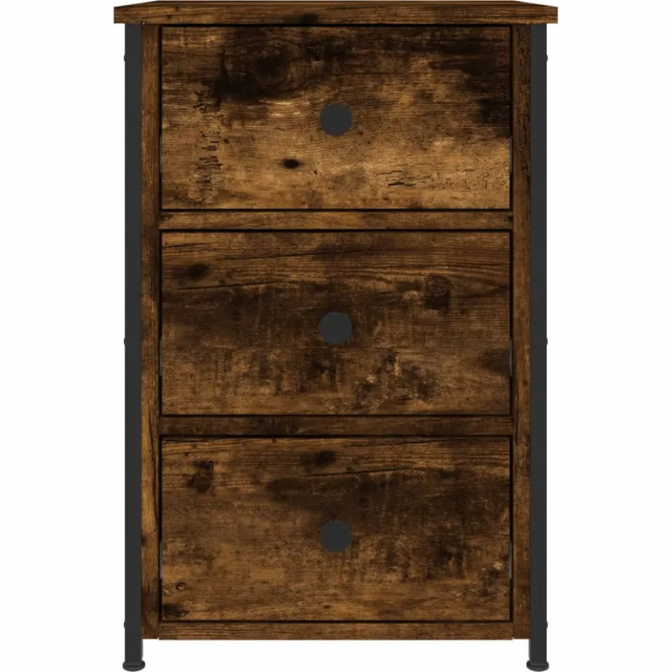 vidaXL Nachtkastje 40x36x60 cm bewerkt hout gerookt eikenkleurig Bruin