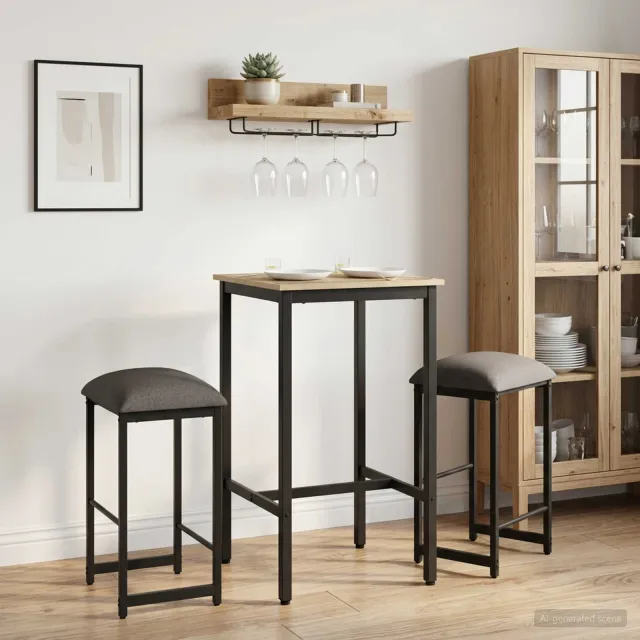 vidaXL Barkruk 2 st Lichtgrijs 40 x 32 x 64 cm Bewerkt hout, foto 2
