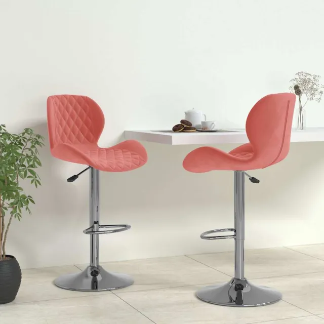 vidaXL Barkrukken 2 st fluweel roze, foto 2