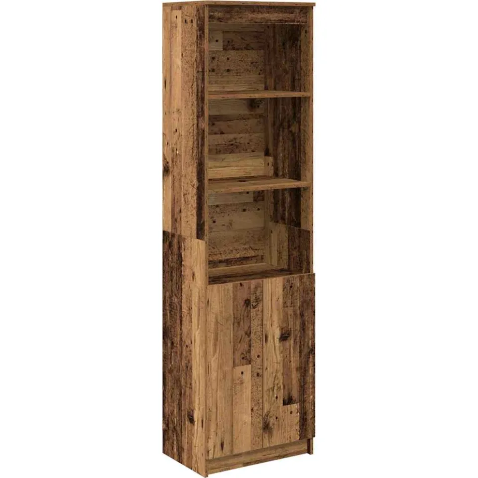 vidaXL Hoge kast 50x35x180 cm bewerkt hout oud houtkleurig Bruin