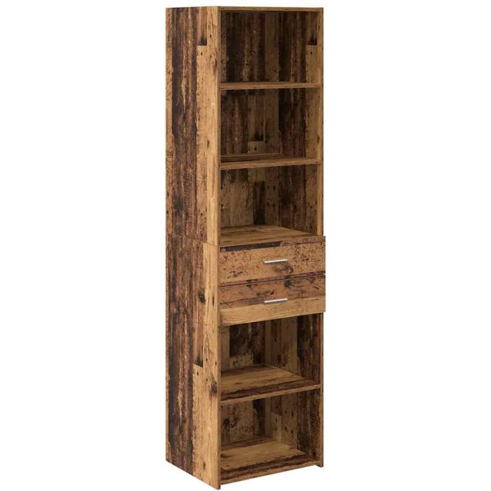 vidaXL Highboard Oud Hout 50 x 42,5 x 185 cm Bewerkt hout bruin, foto 3