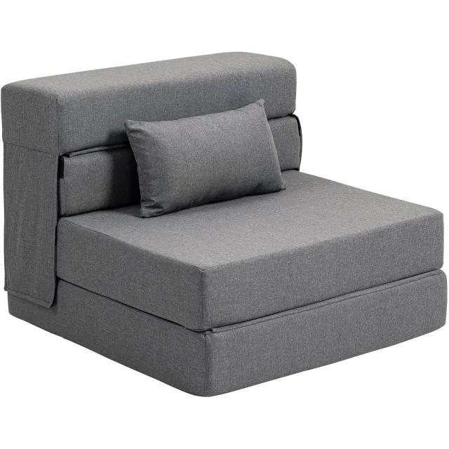 Homona Slaapfauteuil - Inklapbaar - Inclusief kussen - 210 x 80 x 15 cm - Donkergrijs