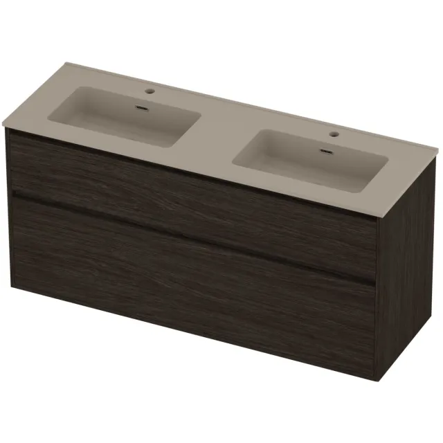 Proline Tribute Badmeubelset Porselein Elegant 2 Gaten 140x46x67 cm Mat Crème Cotton Mokka Oak Eiken