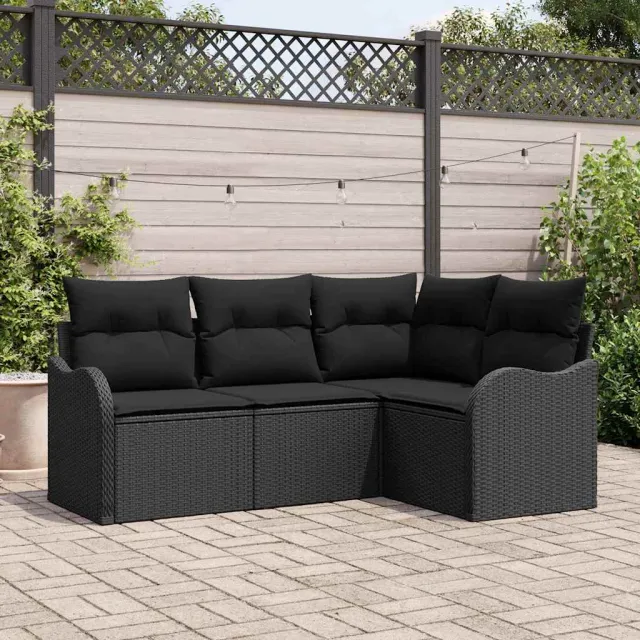 vidaXL Tuin Sofa Set Zwart poly rattan, foto 2