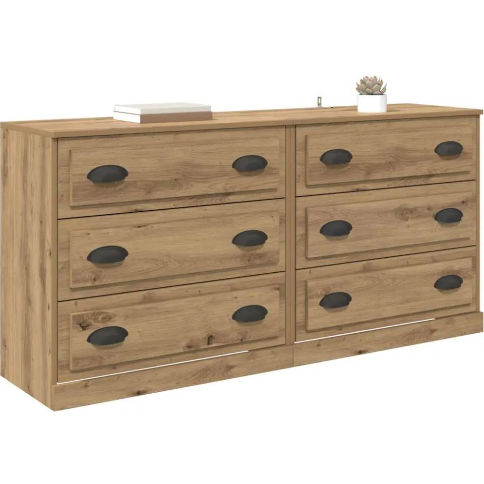 vidaXL Dressoirs 2 st Artisan Eiken 70 x 35,5 x 67,5 cm Bewerkt hout Bruin