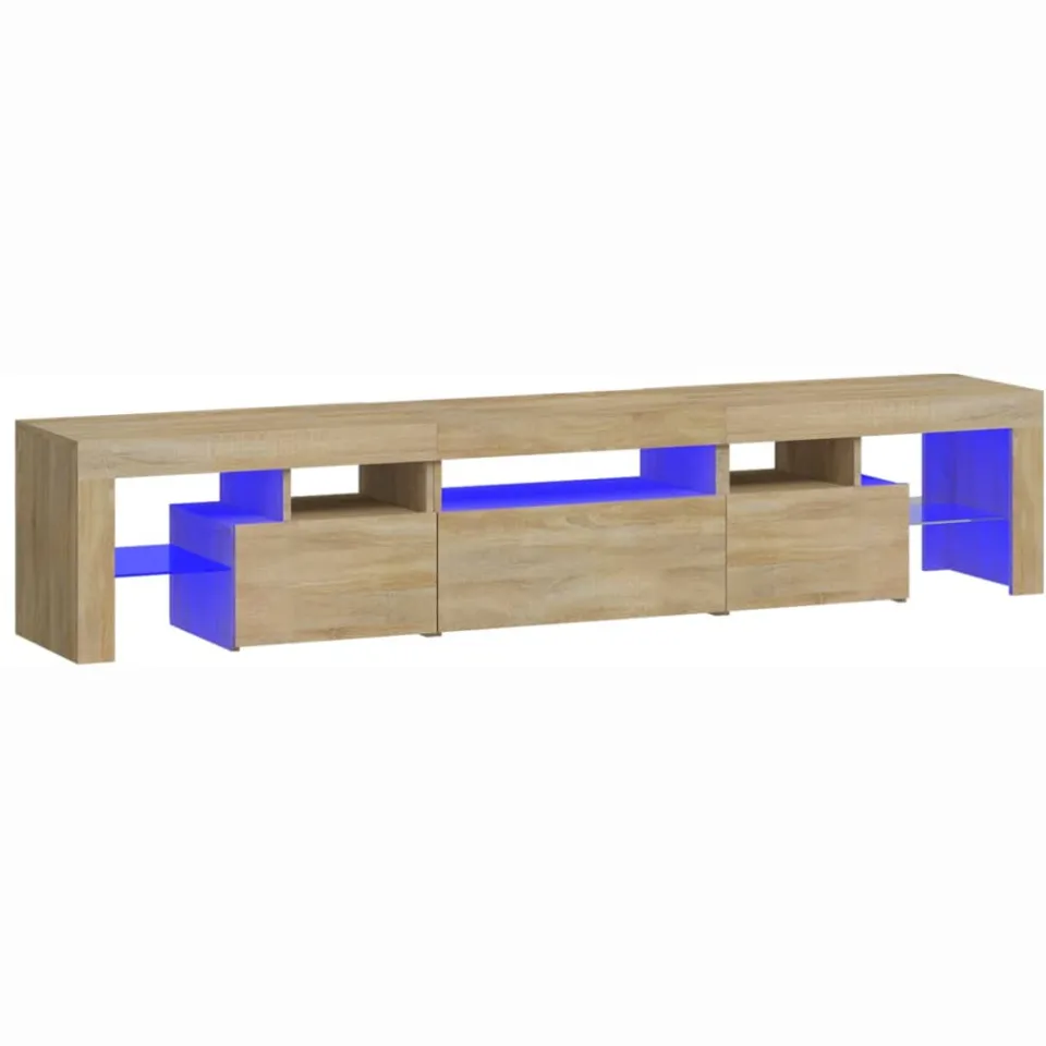 vidaXL Tv-meubel met LED-verlichting 200x36,5x40cm sonoma eikenkleurig Bruin