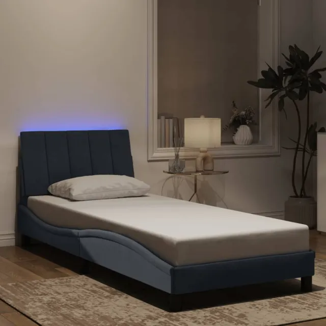 vidaXL Bedframe met LED zonder matras "Hanko" donkergrijs 90x190 cm