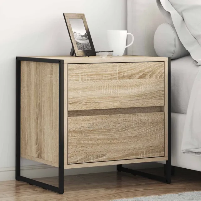 vidaXL Nachtkastje Sonoma Eiken 50 x 39,5 x 50 cm Bewerkt hout, foto 2