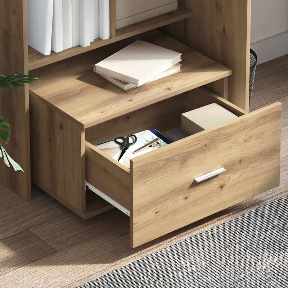 vidaXL Bureau Artisan Eiken Bewerkt hout 131,5 x 50 x 106,5 cm, foto 3