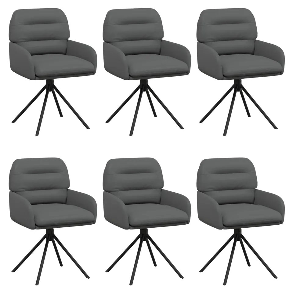 vidaXL Draai Eetstoelen 6 st Kunstleer Grijs 59 x 59,5 x 90 cm, foto 3