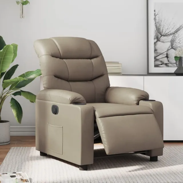 vidaXL Fauteuil verstelbaar elektrisch kunstleer cappuccinokleurig bruin