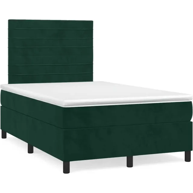 vidaXL Boxspring met matras en LED fluweel donkergroen 120x190 cm groen