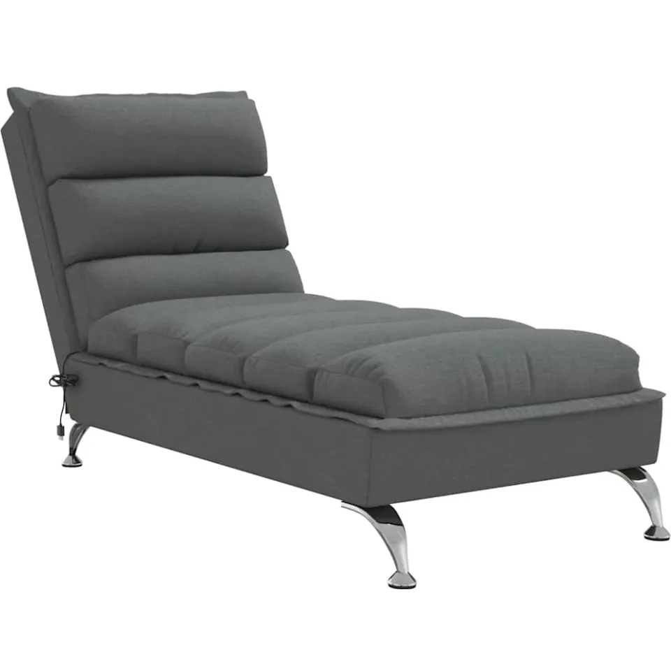 vidaXL Massage chaise longue met kussens stof donkergrijs