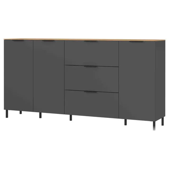 dressoir Amalfi grafiet-eiken Bruin | Grijs