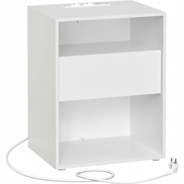 Klarven Nachtkastje Wit - Nachtkastje voor Slaapkamer en Woonkamer - Met Lade en Plank - Nachtkastje - 45,1x35,1x58,4 cm
