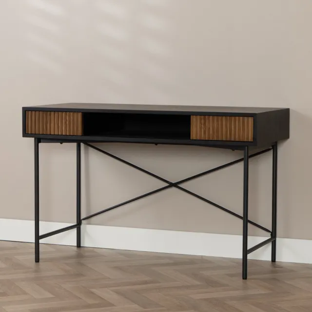 Bronx71 Bureau Maury zwart/rustiek eiken 120x55x77 cm Bruin, Zwart