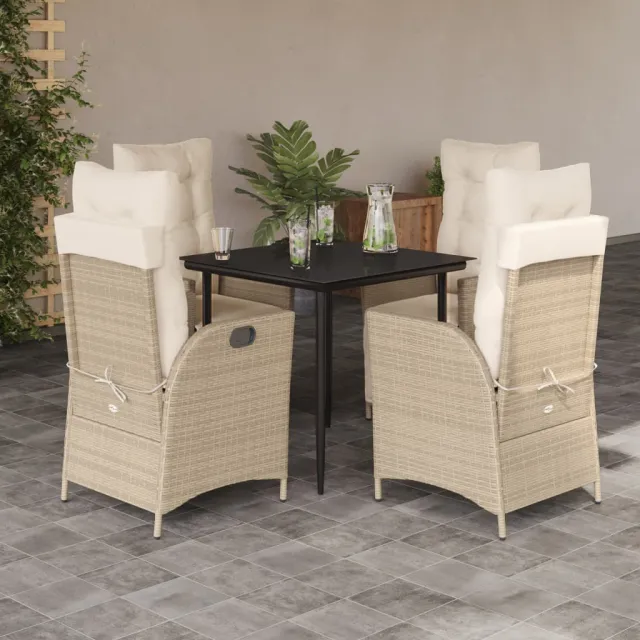 vidaXL 5-delige Tuinset met kussens poly rattan beige, foto 2