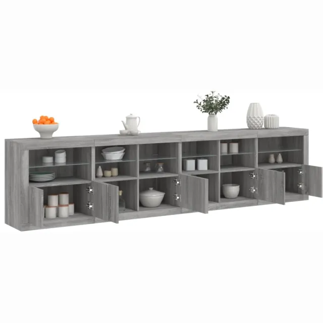 vidaXL Dressoir met LED-verlichting 283x37x67 cm grijs sonoma eiken