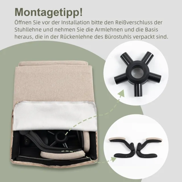 House&Garde Ergonomische bureaustoel – House&Garden Premium Managerstoel met Inklapbare Armleuningen, Verstelbare Lendensteun, Hoge Rugleuning, Kantelfunctie, Comfortabele Mesh/Stoffen Gaming & Kantoorstoel tot 150 kg – Beige