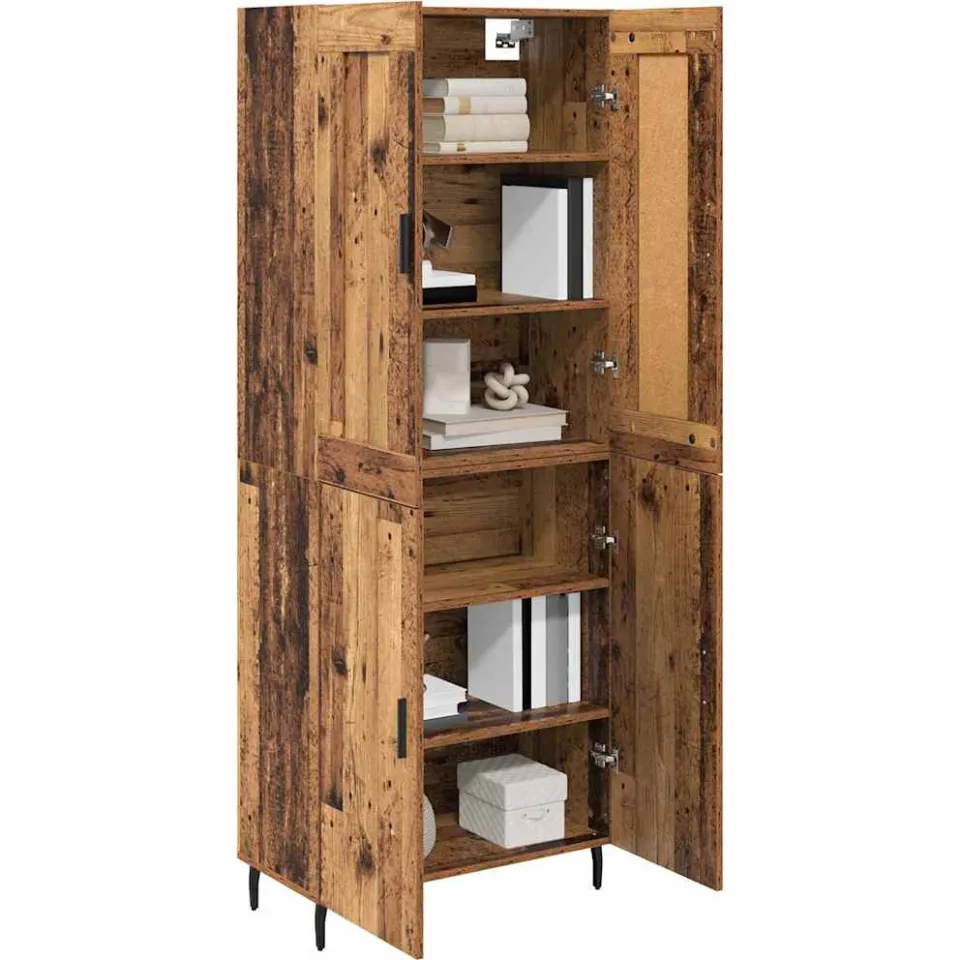 vidaXL Hoge kast 2 st Oudhout 69,5 x 34 x 180 cm Bewerkt hout Bruin