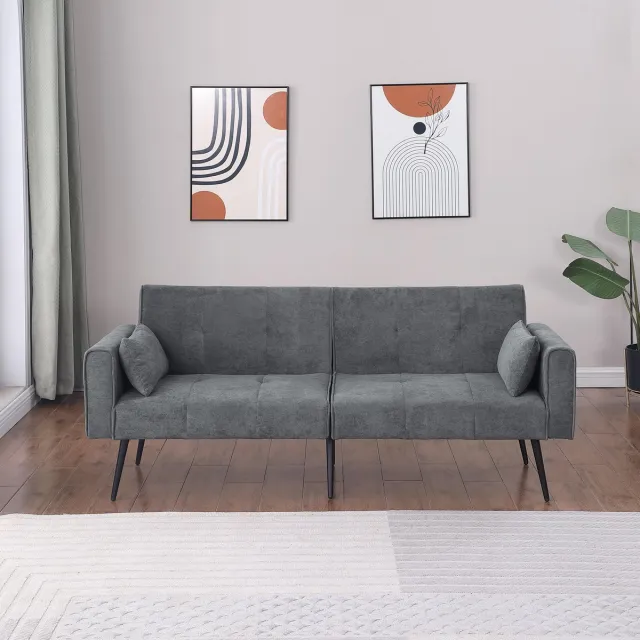 Gutent Bank Convertibele slaapbank, opklapbare bank, opvouwbare futon slaapbank, slaapbank met verstelbare rugleuning voor woonkamer/appartement/slaapkamer/kantoor/kleine ruimtes Grijs