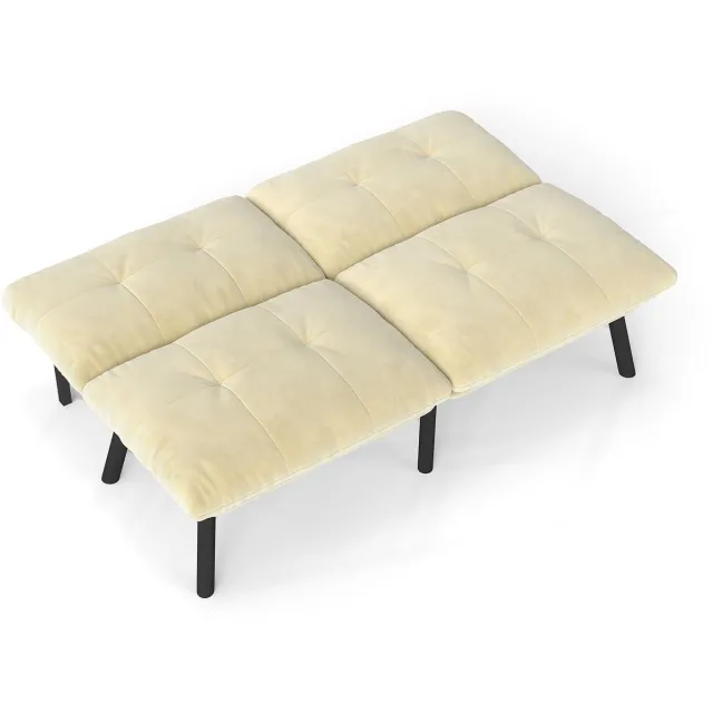 DESMIU Slaapbank 160 X 81 X 78 Cm - Opklapbare 2-Zits Met Slaapfunctie - Voor Kleine Woonruimtes En Gastenkamer - Fluweel Creme crème