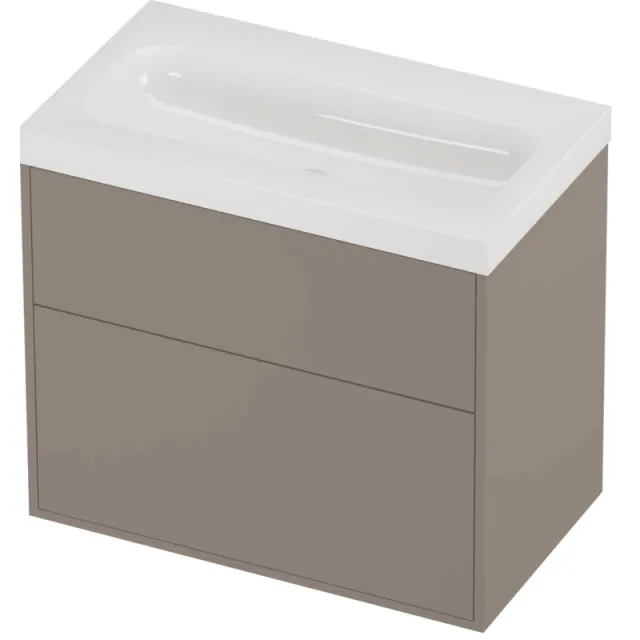 Proline Haga Badmeubelset Polystone Mezza 2 Laden 80x46x73 cm Glans Wit Clay Beige