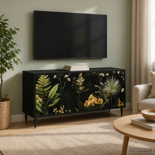 vidaXL Tv-meubel RHENEN 102 x 33 x 51 cm Zwart eiken Bewerkt hout, foto 2