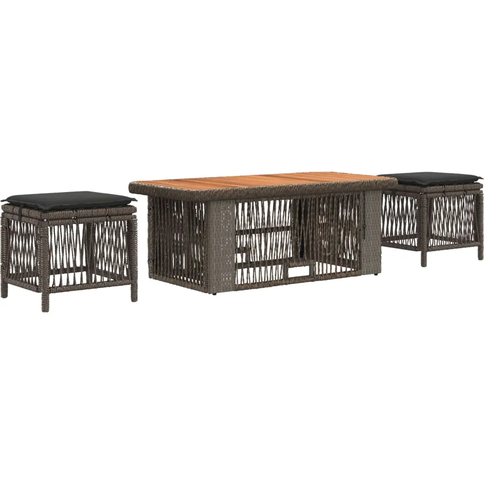 vidaXL Tuin eettafelset 4 st Grijs en Donkergrijs poly rattan
