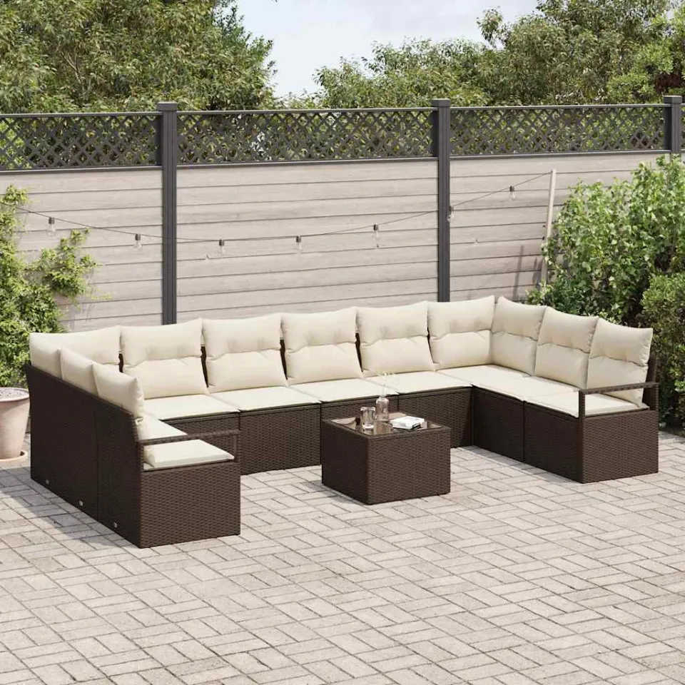 vidaXL Bankstel 11 st Bruin poly rattan, foto 3