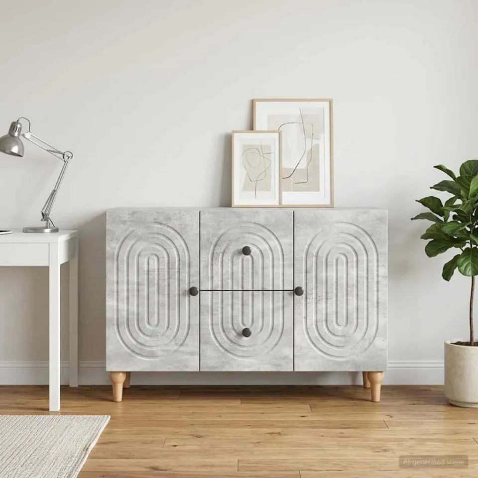 vidaXL TV-kast met lade Betongrijs 89 x 34,5 x 60 cm Bewerkt hout grijs, foto 3