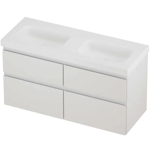 Proline Haga Badmeubelset Polystone Mezza Dubbel 120x46x66 cm Mat White Glans Wit