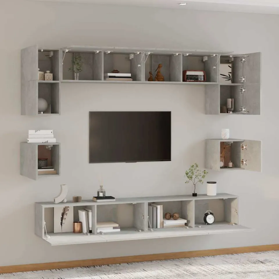vidaXL 8-delige Tv-meubelset bewerkt hout betongrijs grijs, foto 3