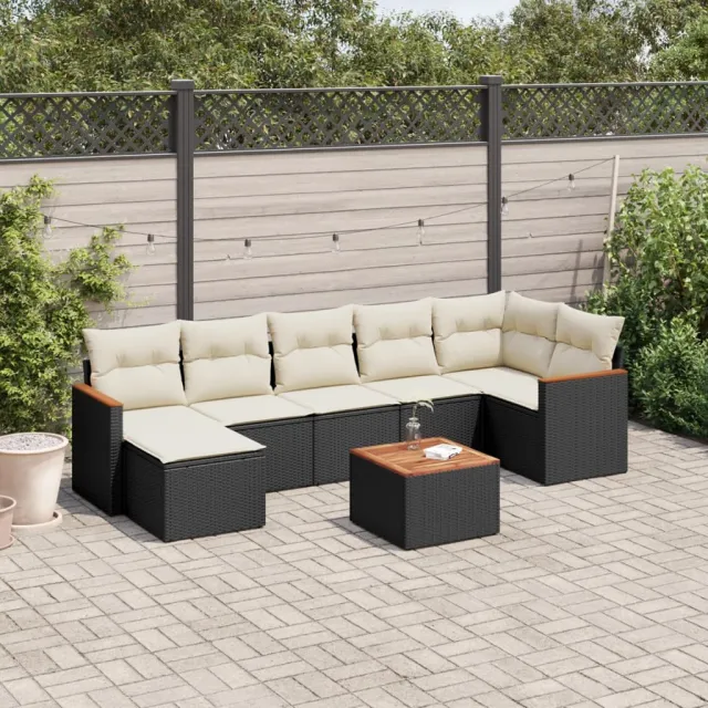 vidaXL 8-delige Loungeset met kussens poly rattan zwart, foto 2