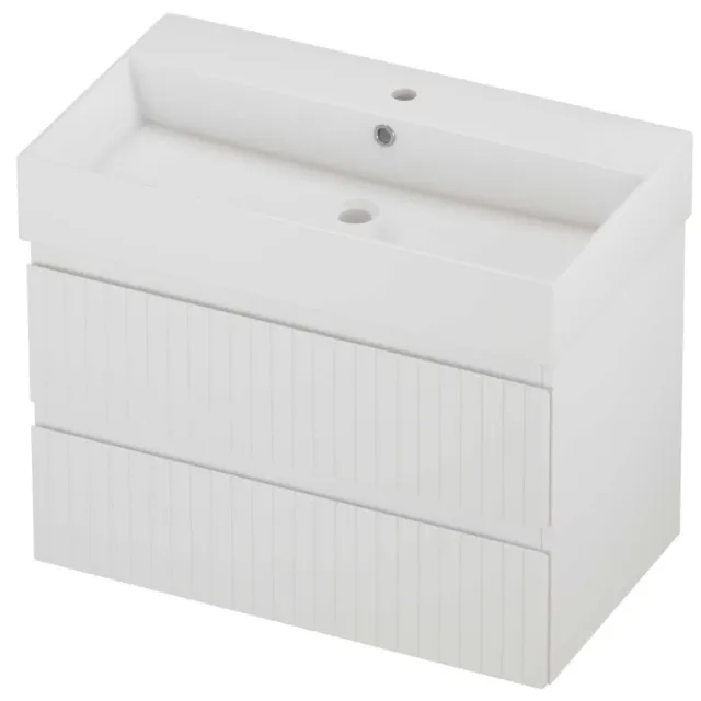 Proline Zara Badmeubelset Porselein Loft 1 Kraangat Gefreesd 80x46x65 cm Glans Wit Mat Wit