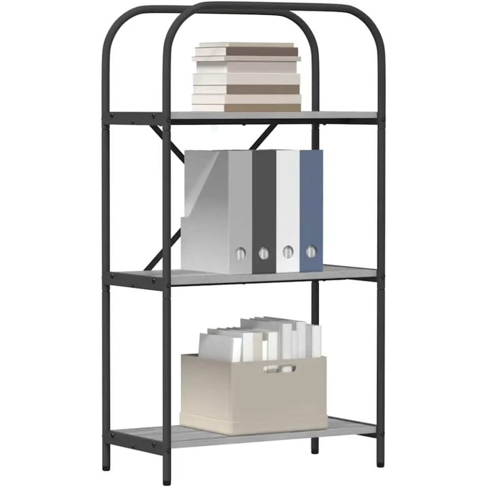 vidaXL Boekenkast 3-laags 60 x 30 x 109 cm Bewerkt hout Grijs Sonoma